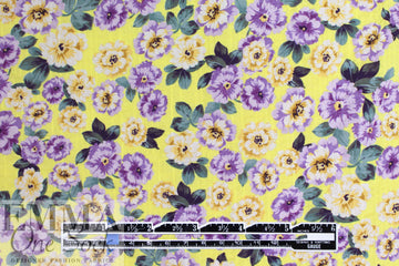 Italian lemon/grape floral cotton 'seersucker' woven 1.5 yd