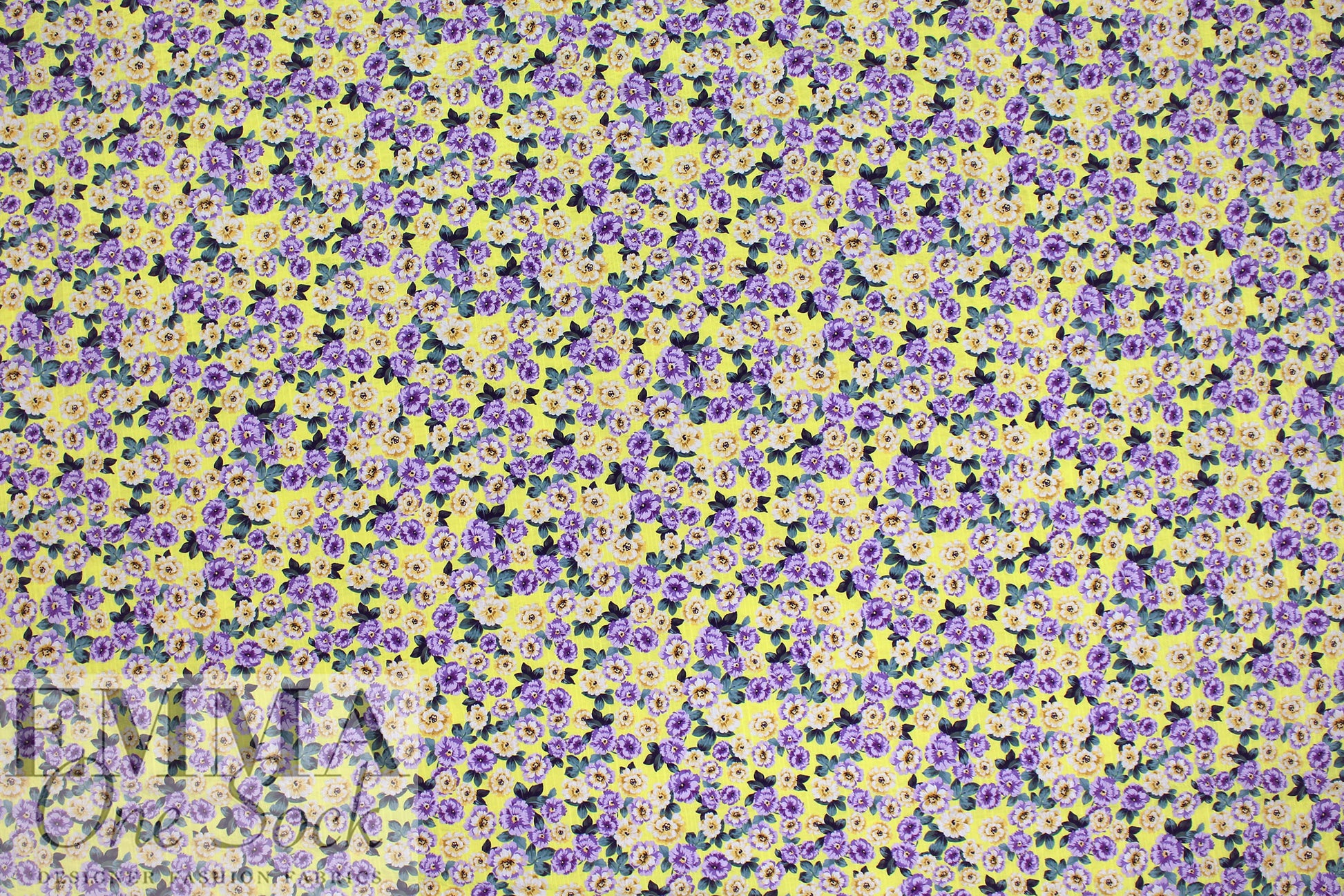 Italian lemon/grape floral cotton 'seersucker' woven 1.5 yd