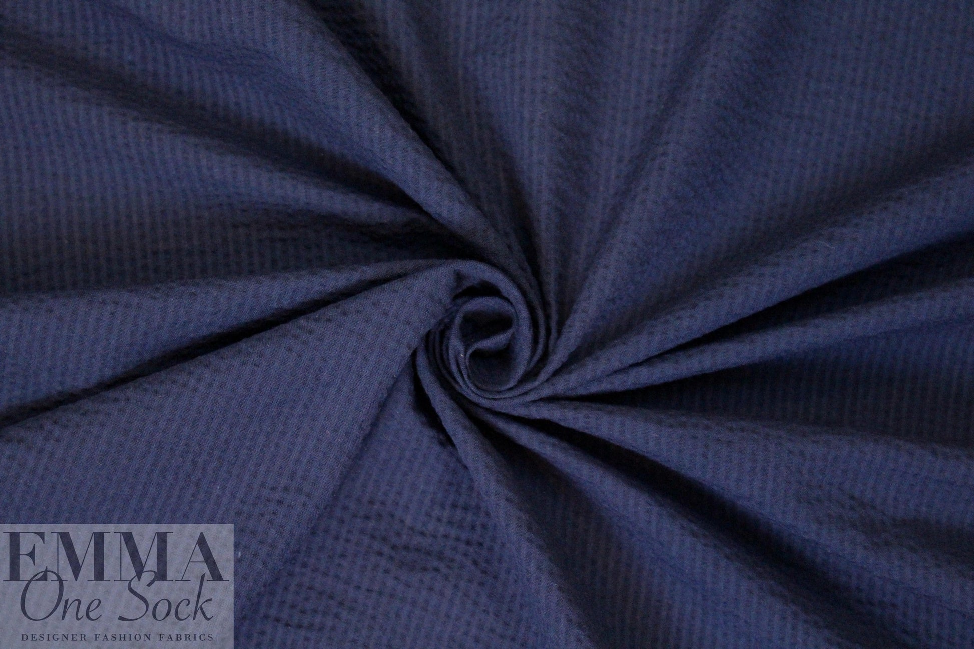 textured poly/cotton seersucker woven - navy