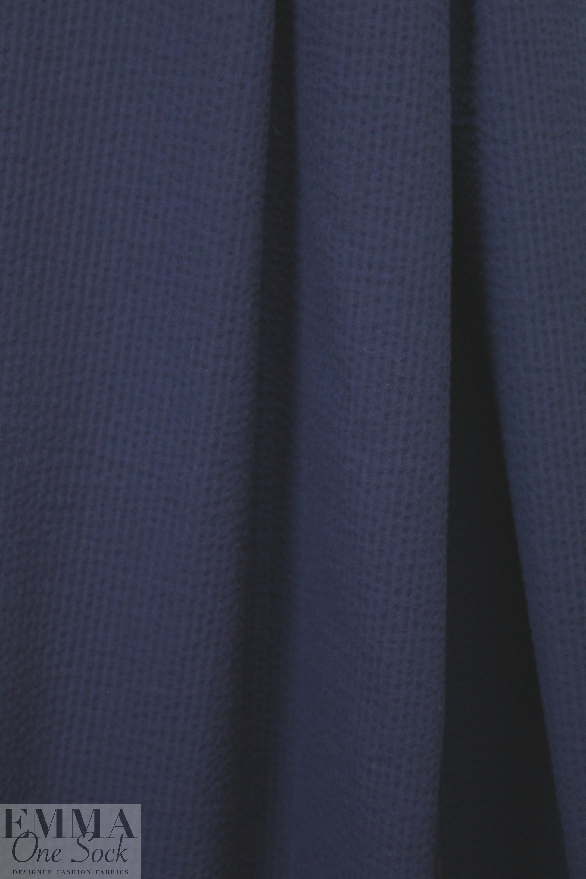 textured poly/cotton seersucker woven - navy
