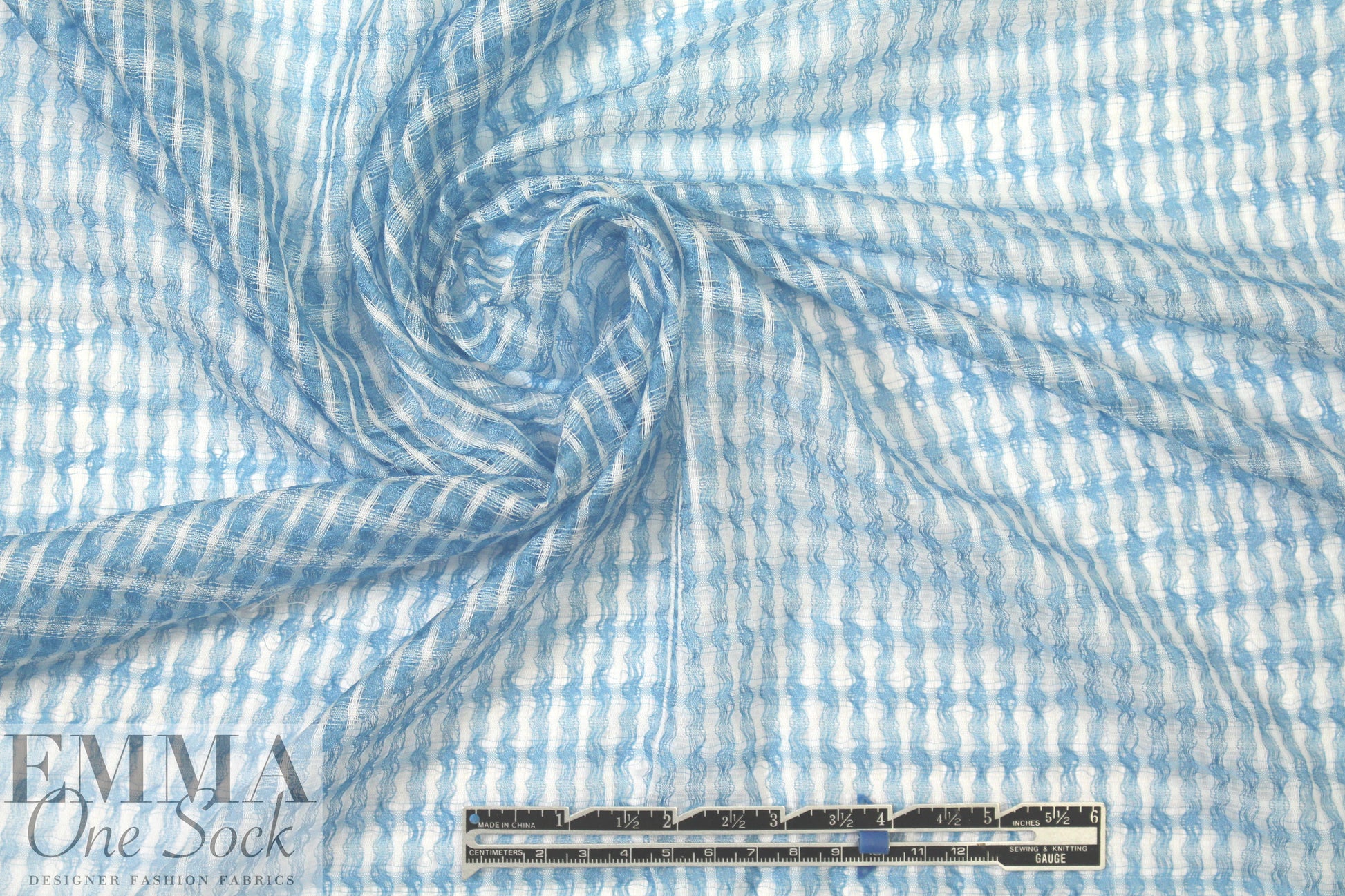 famous designer seersucker gauze - sky