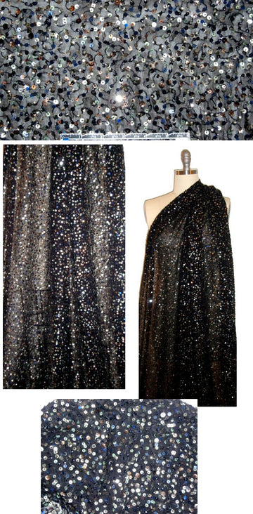 CA designer sequinned viscose crepe - metals/black