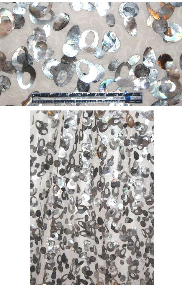 fancy hooped sequin embellished silk sheer 1.5 yd