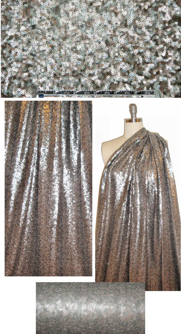 Italian sequin stretch mesh knit - pewter
