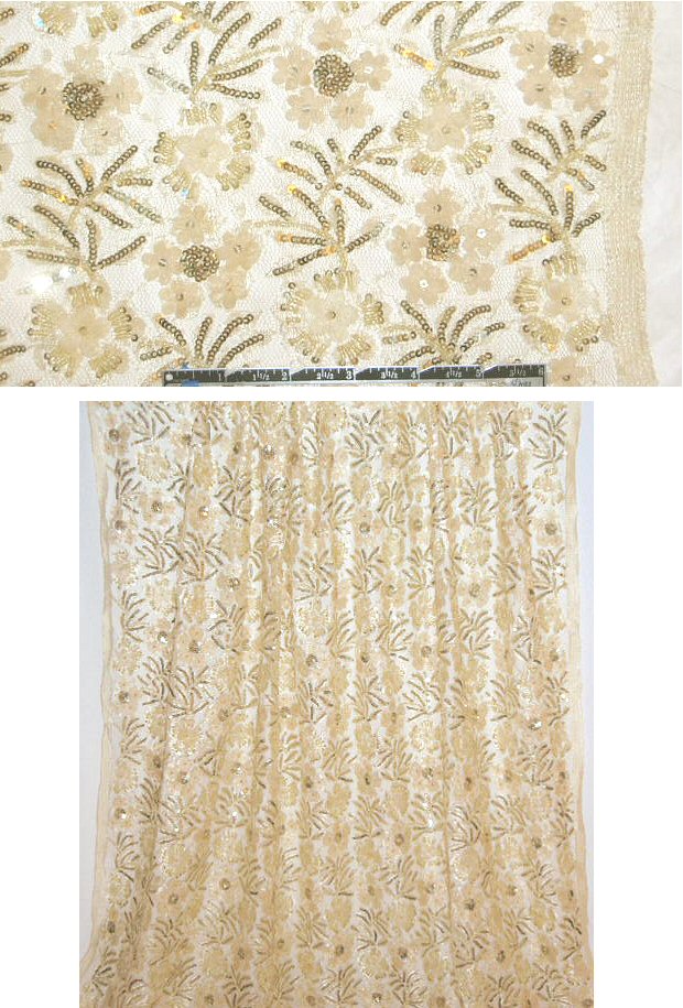 David Meister sequinned mesh lace - champagne