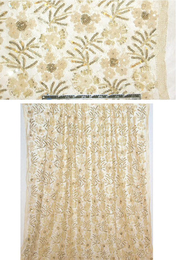 David Meister sequinned mesh lace - champagne