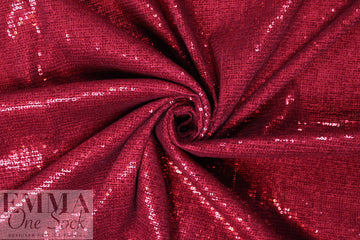 CA designer sequinned rayon knit - poinsettia