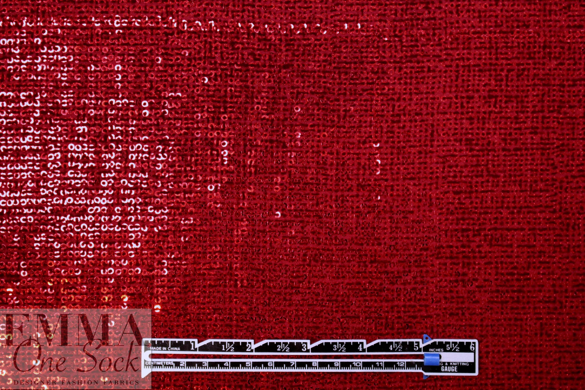 CA designer sequinned rayon knit - poinsettia
