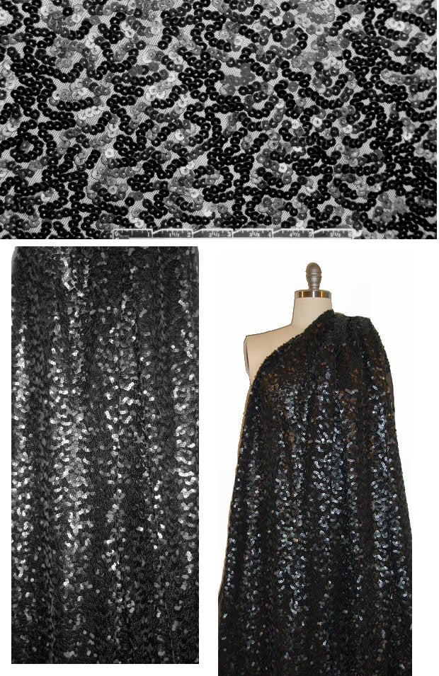 NY designer faux-leather sequinned eveningwear
