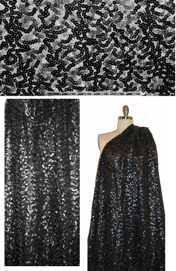 NY designer faux-leather sequinned eveningwear