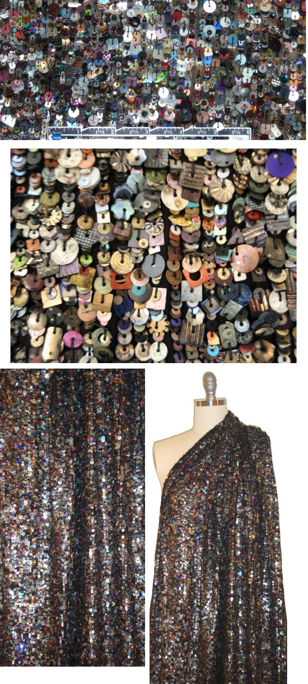 CA designer multi-color sequinned viscose crepe