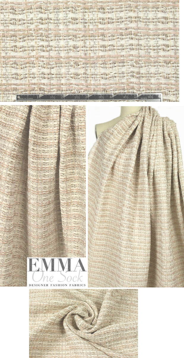 Oday Shak@r fancy basketweave boucle' - champagne 2.25 yd