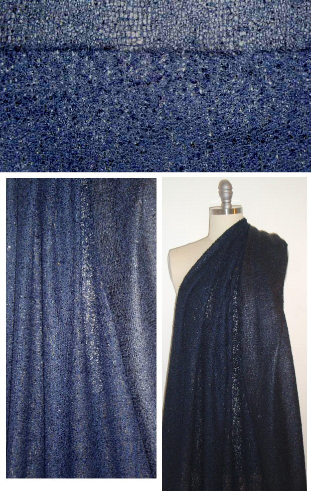 David Meister navy sweater boucle' with sequins