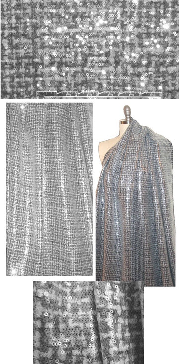 Italian sequinned wool blend boucle - gray/white