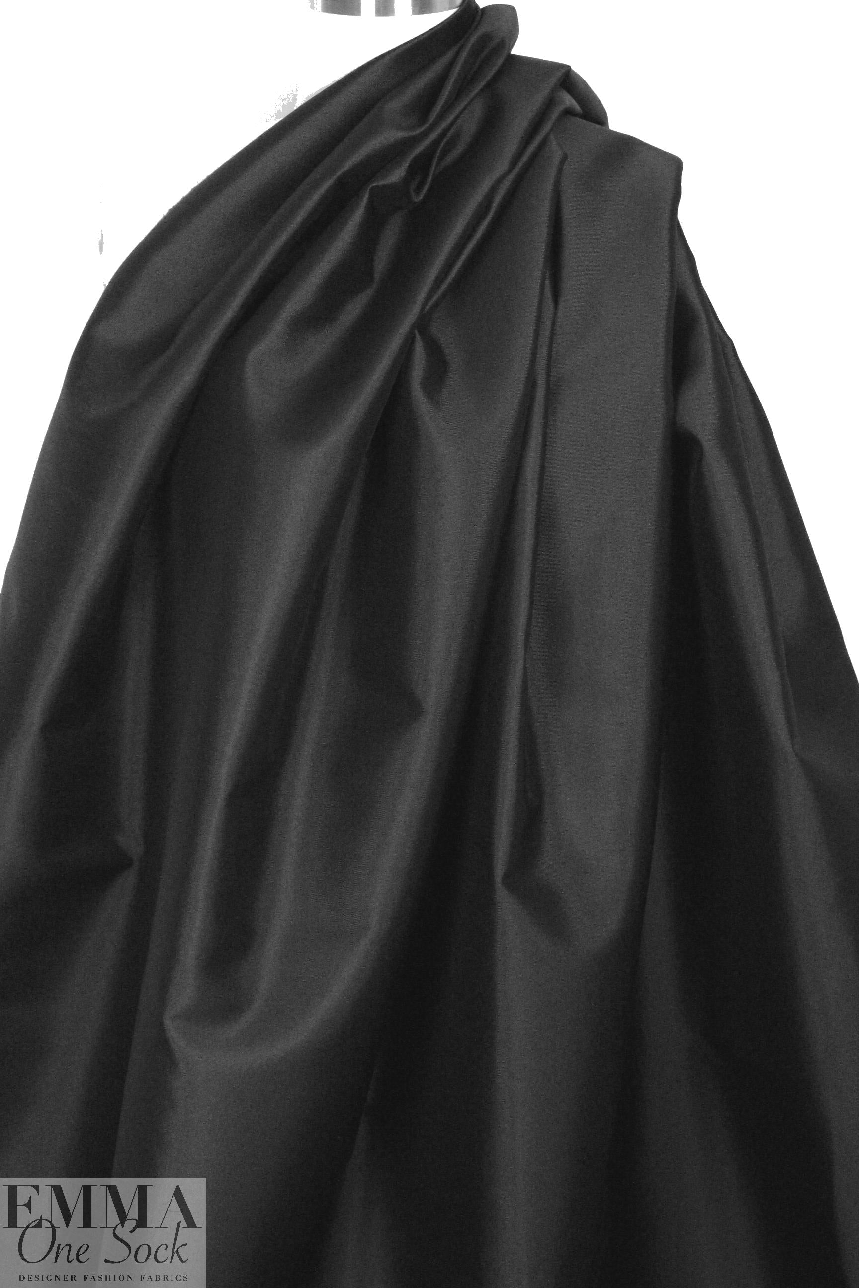 'Serenade' silk and wool suiting - black