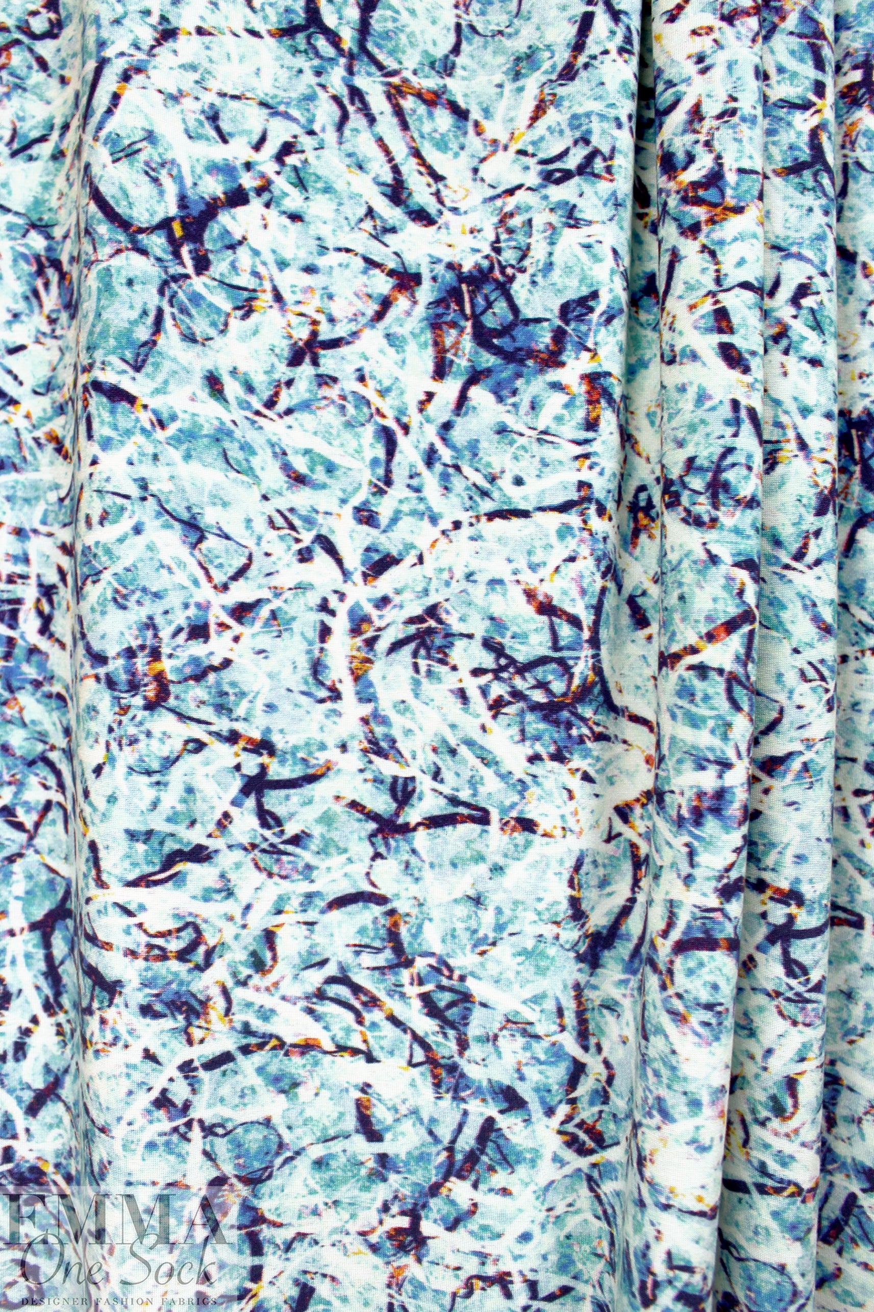 'fire and ice' abstract micro-modal/spandex knit .875 yds