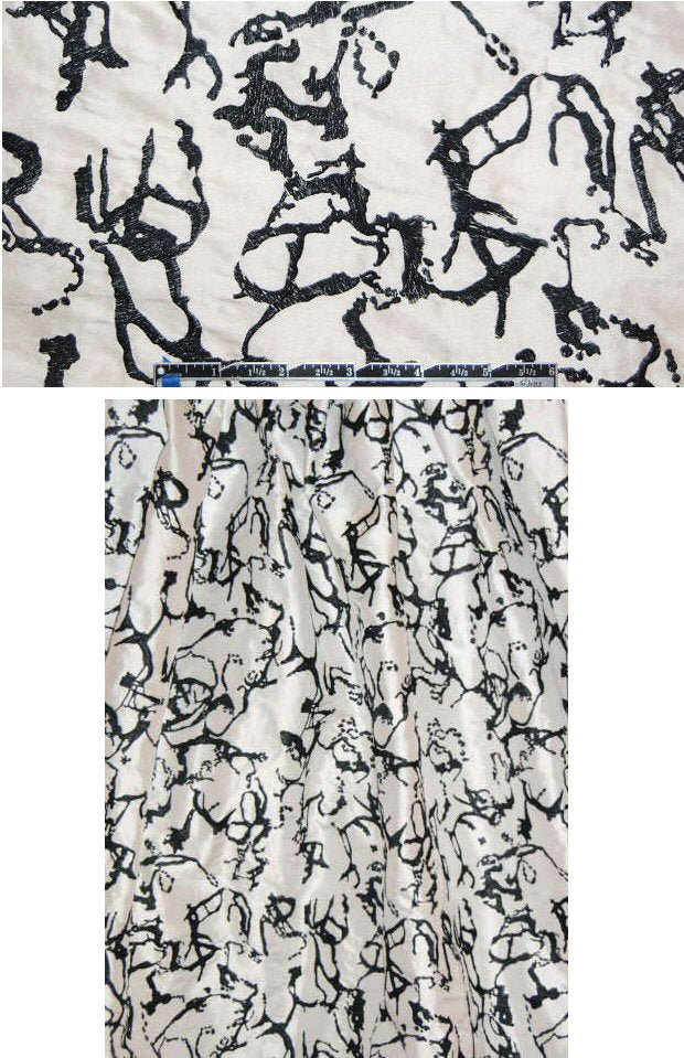 David M. fancy embroidered silk shantung - black/white