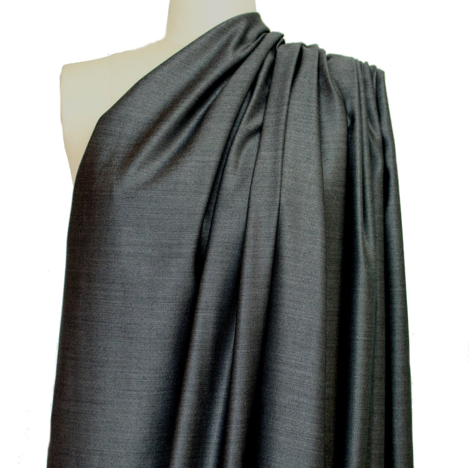 Australian wool and silk sharkskin suiting - gunmetal