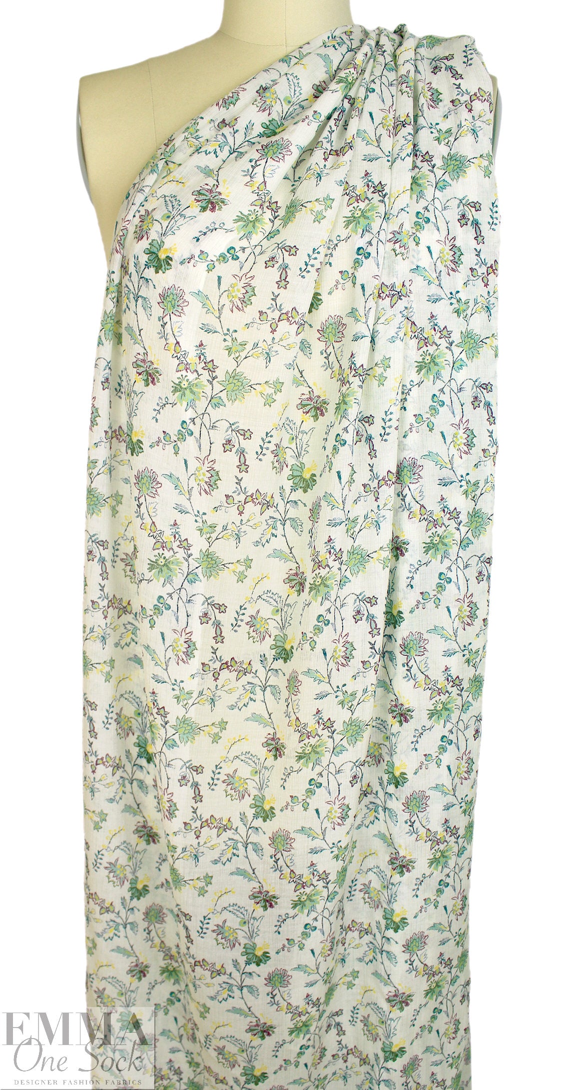 Italian sage blossoms crinkle viscose/silk woven 2 yd