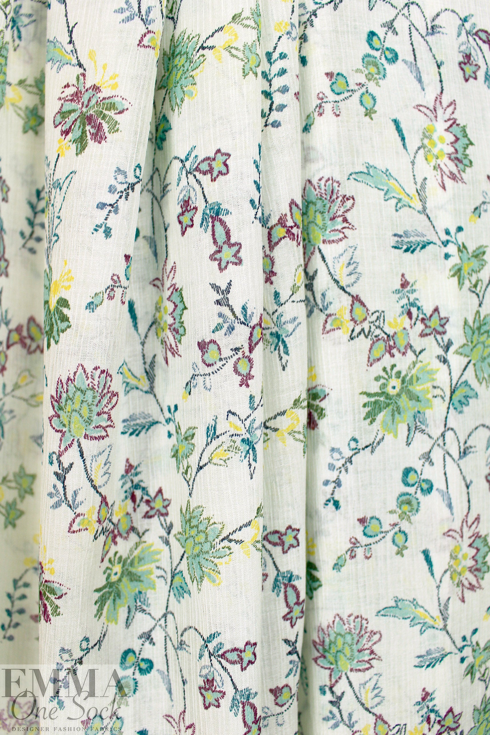 Italian sage blossoms crinkle viscose/silk woven 1.5 yd