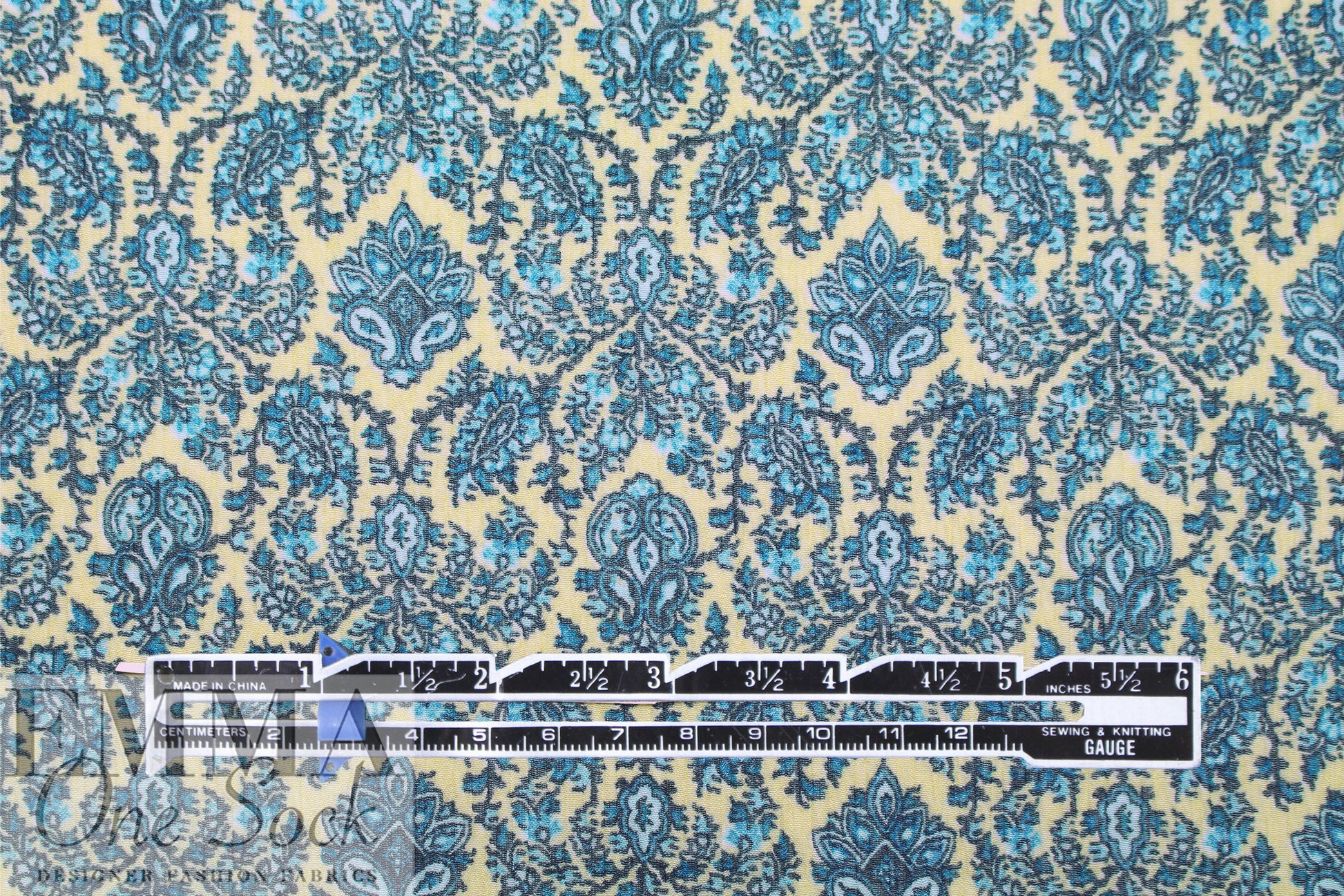 Italian retro floral medallion crinkle viscose/silk woven 1.75 yd
