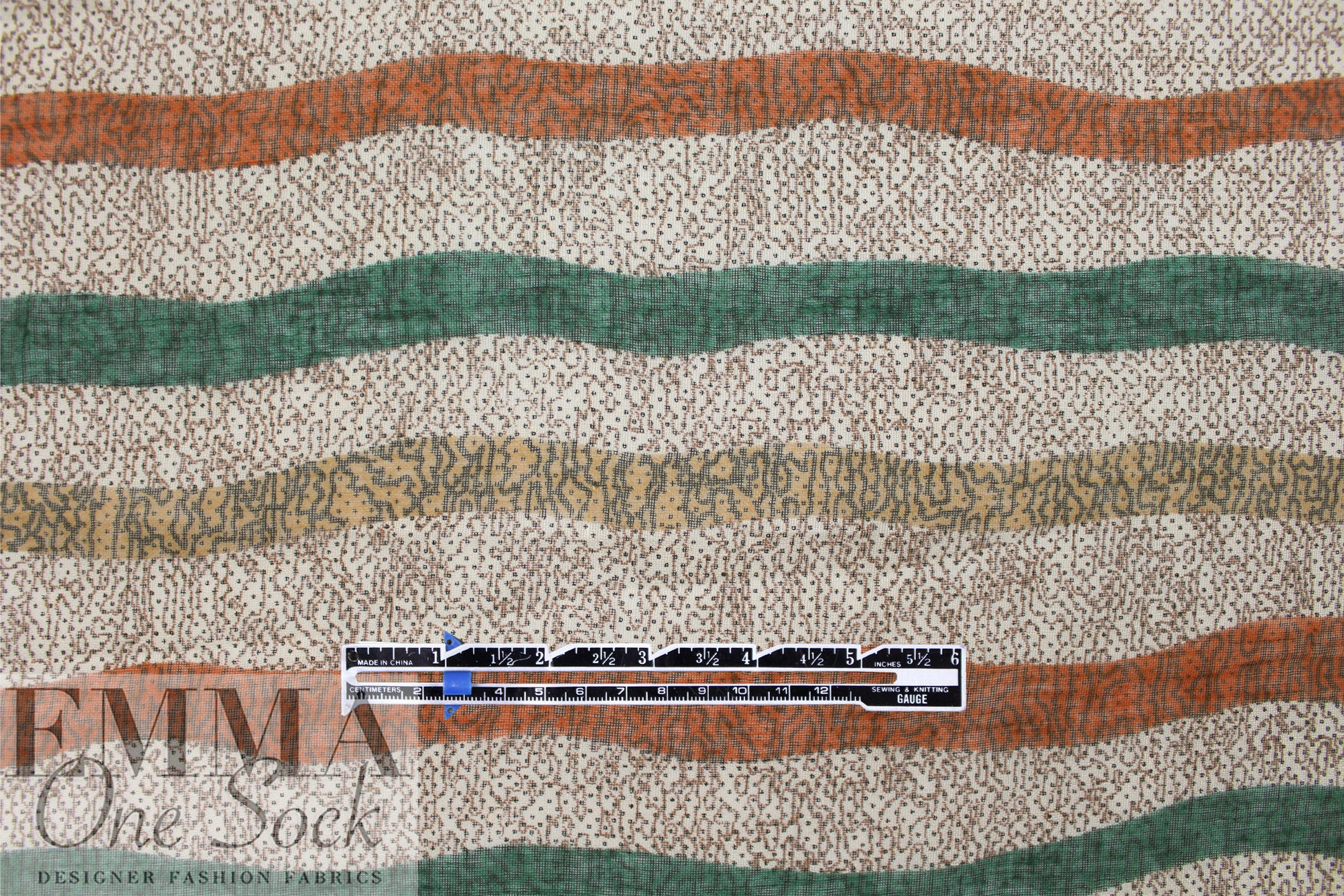 Italian cotton/silk gauze - topographic doodle stripes 1.625 yds
