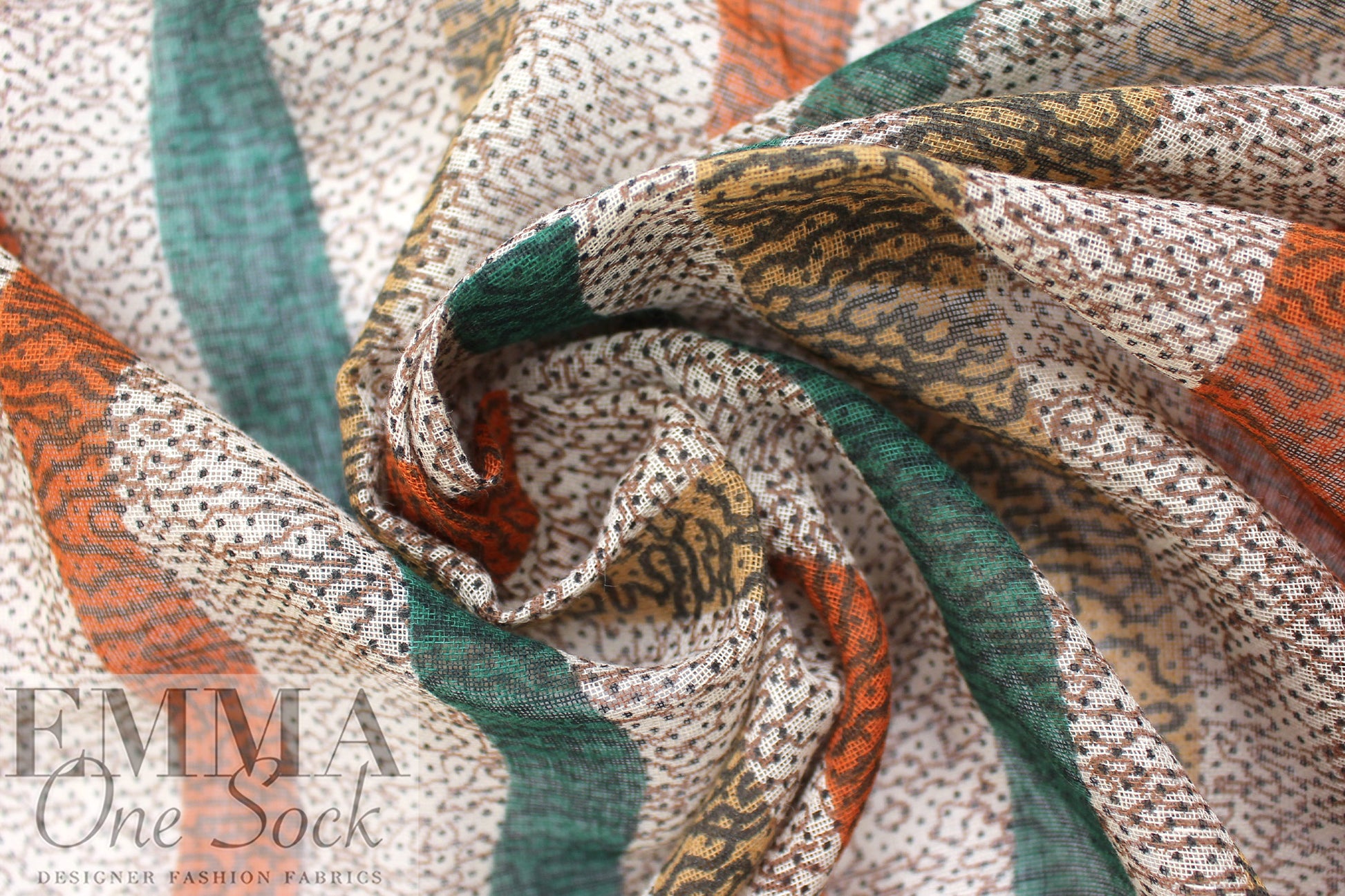 Italian cotton/silk gauze - topographic doodle stripes 2.8 yds