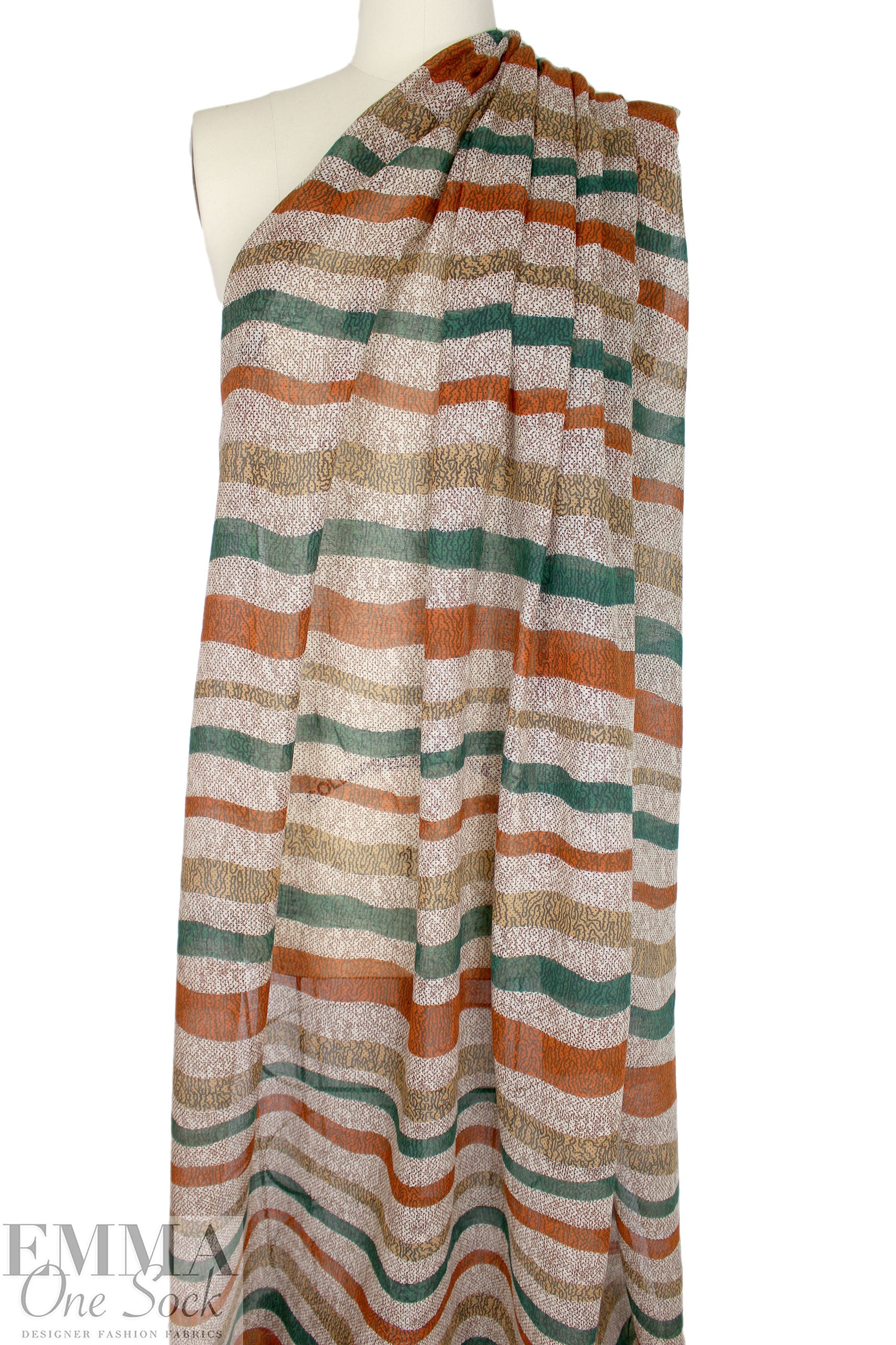 Italian cotton/silk gauze - topographic doodle stripes .5 yds