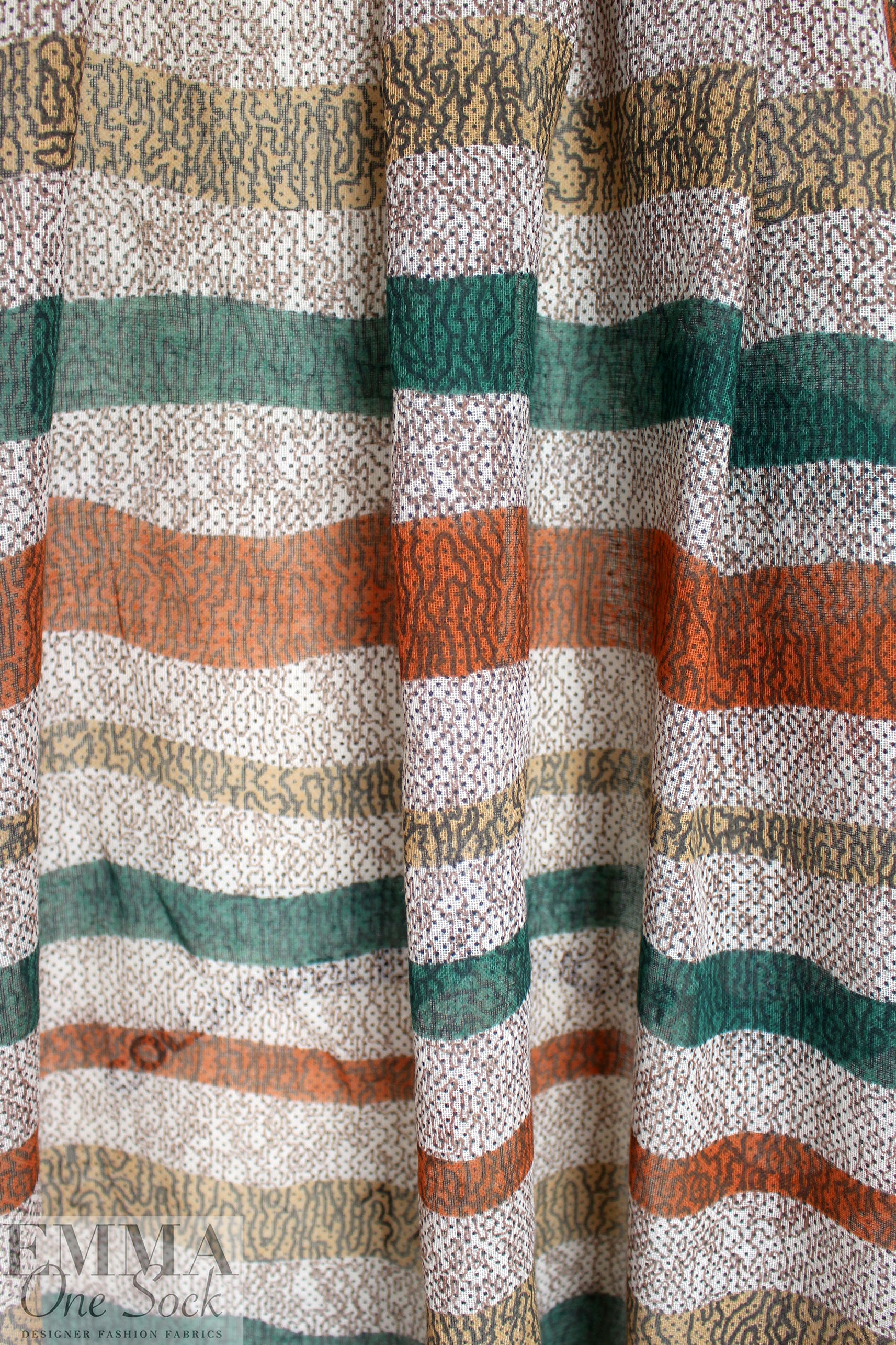 Italian cotton/silk gauze - topographic doodle stripes 1.625 yds