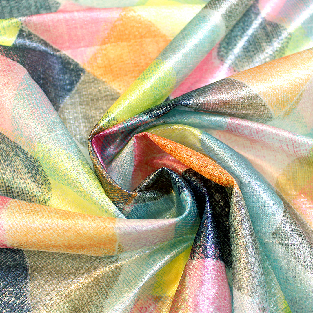 French 'diamond dazzle' sheer printed metallic woven 2 yds