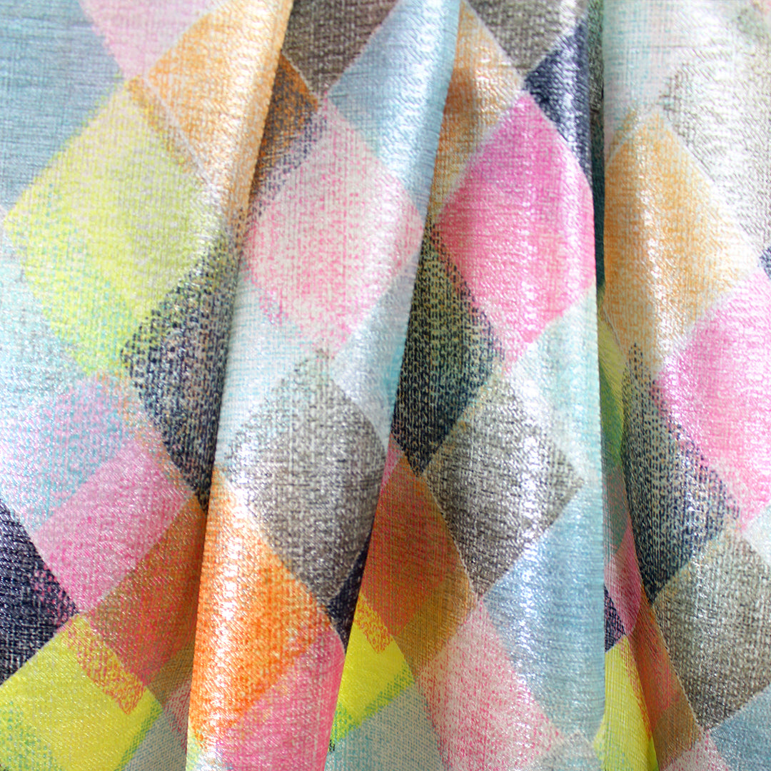French 'diamond dazzle' sheer printed metallic woven 1.75 yd