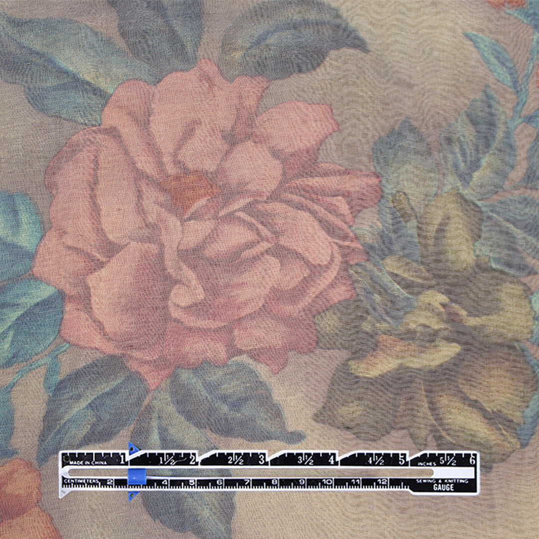 CA designer 'antique garden' silk chiffon 1 yard