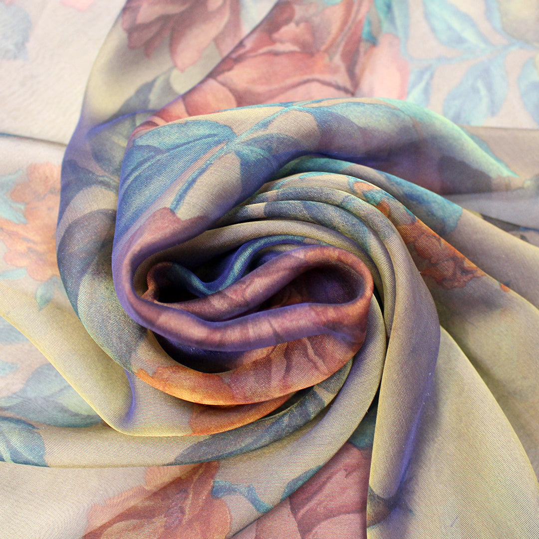 CA designer 'antique garden' silk chiffon 1.875 yd