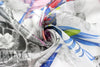Caval1i silk glossy sheer print - white/red/blue 1.875 yd