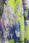 Caval1i silk glossy sheer print - acid green/pink/blue 1 yard