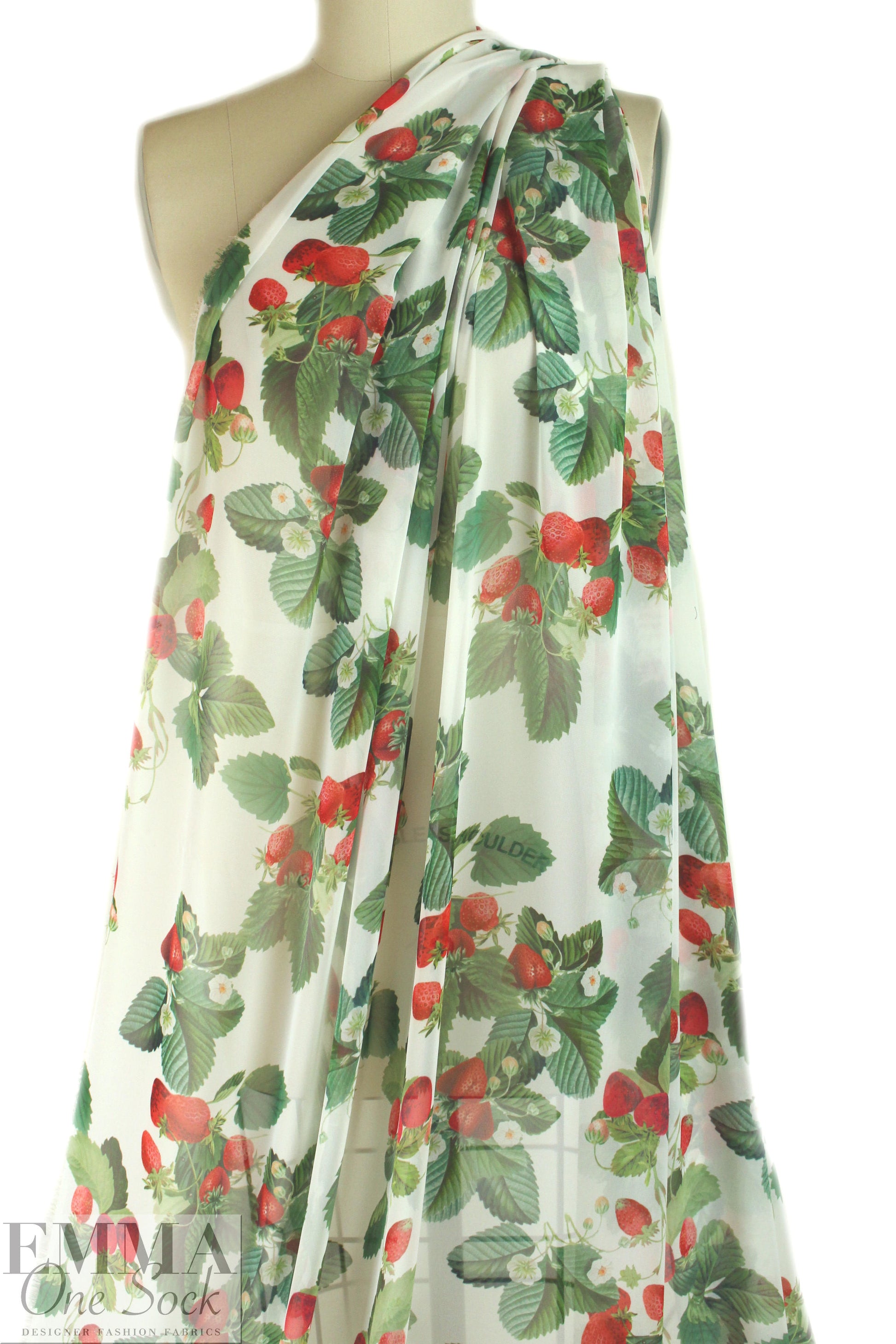 NY designer 'strawberry season' poly chiffon