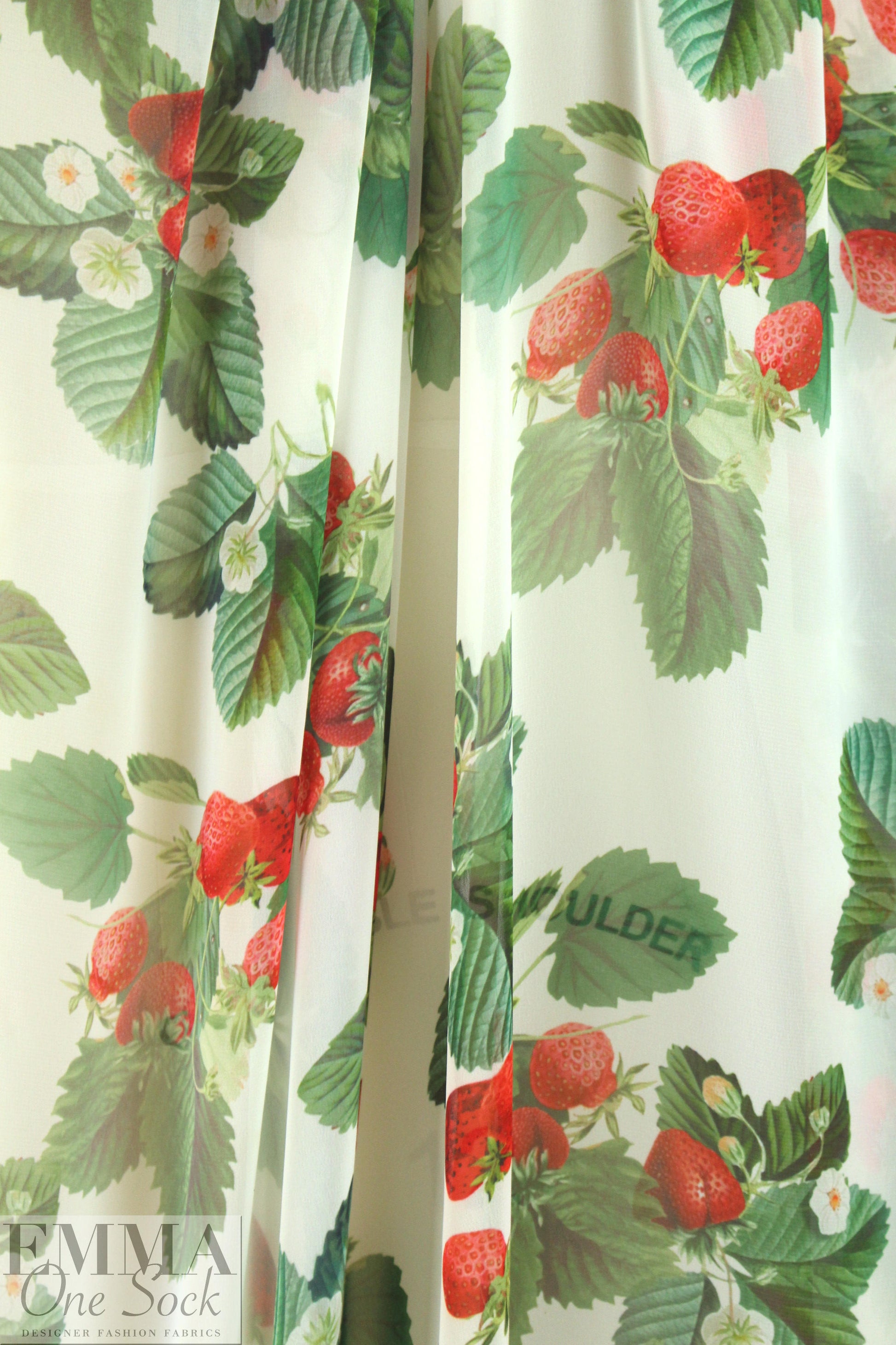 NY designer 'strawberry season' poly chiffon .75 yds