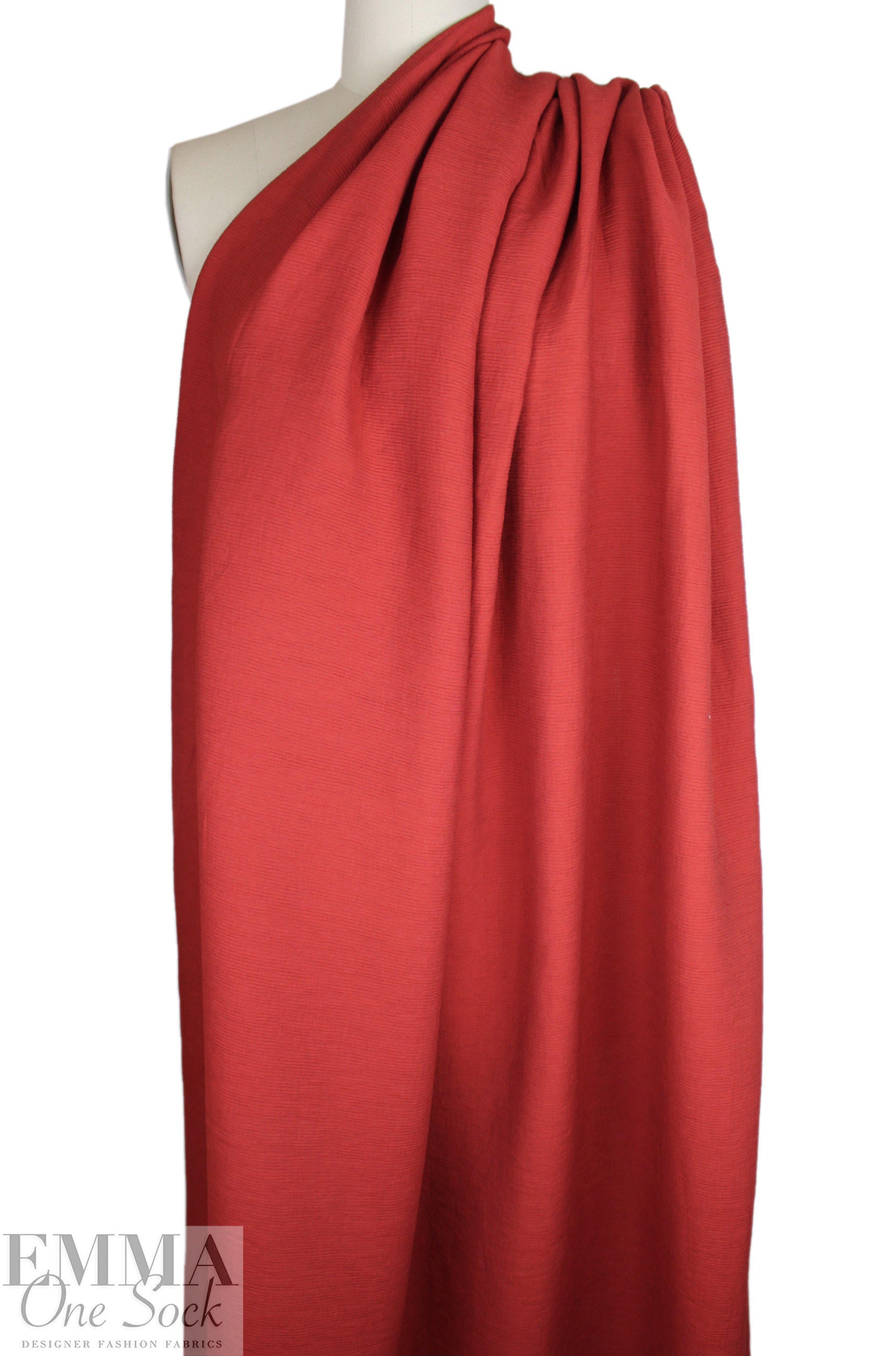 CA designer viscose/silk plisse' rib woven - paprika 2 yd