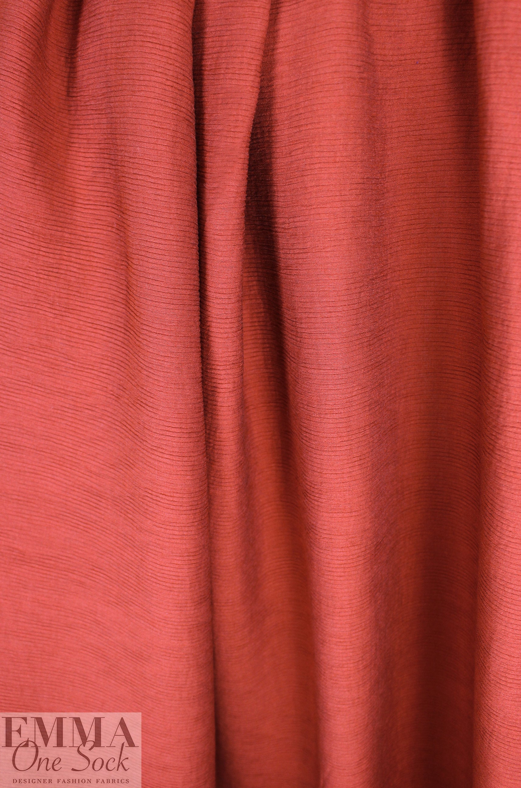 CA designer viscose/silk plisse' rib woven - paprika 1 yard