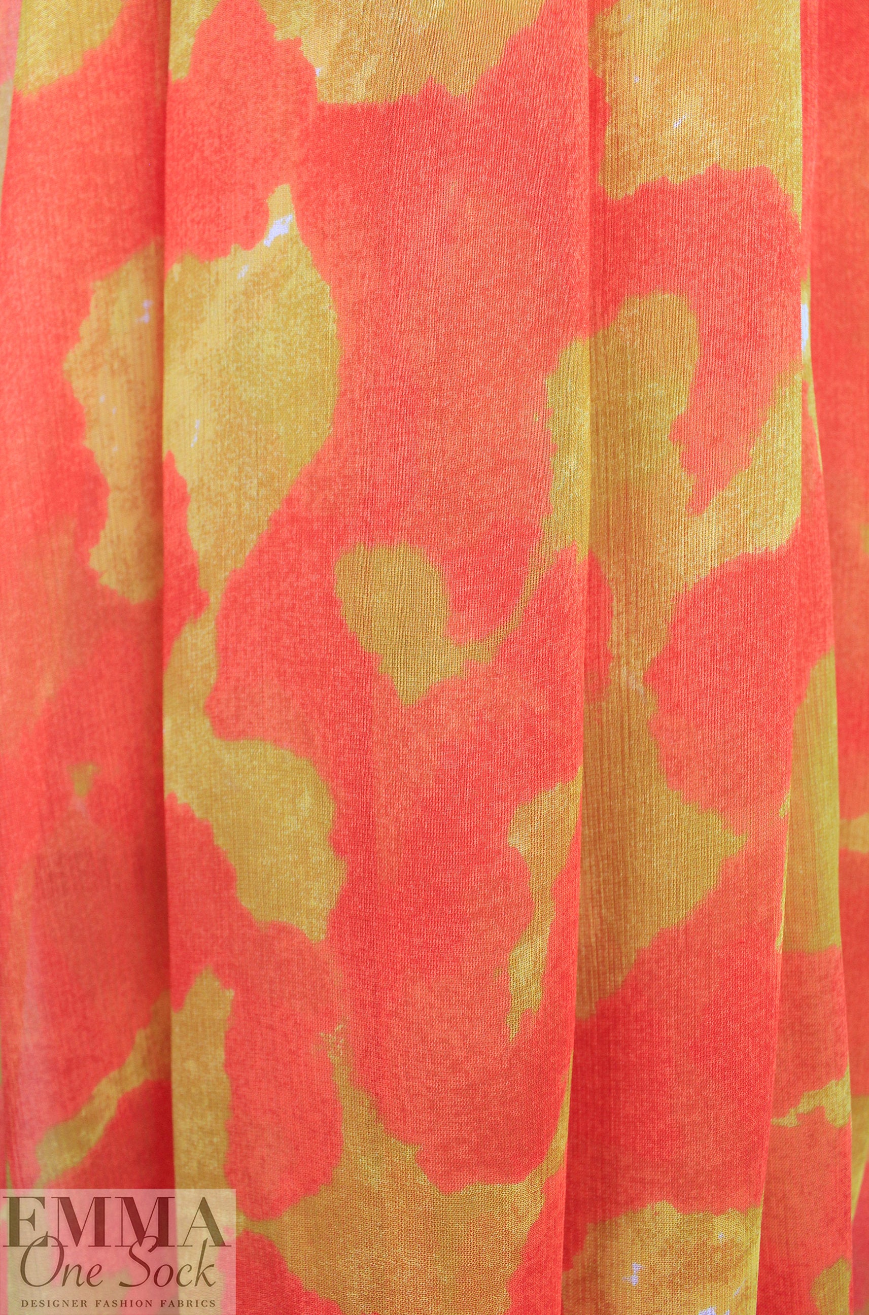 JCrew sheer stretch viscose crepe - butterscotch/mandarin 1.125 yds