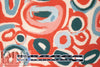 'loops and lines' semi-sheer viscose crepe woven - papaya/teal 1.25 yds