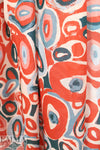 'loops and lines' semi-sheer viscose crepe woven - papaya/teal 1.25 yds