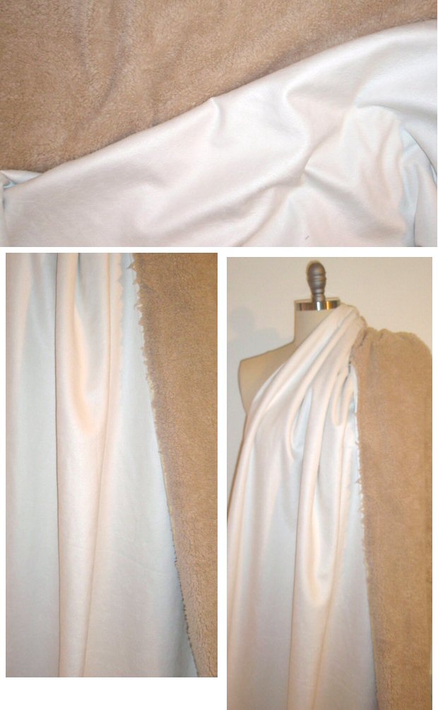 distressed faux leather-sherpa reverse- white 2.25 yd