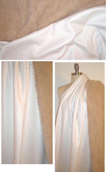 distressed faux leather-sherpa reverse- white 2.25 yd