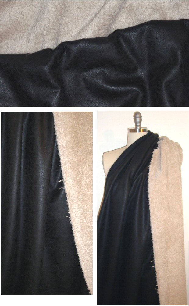 distressed faux leather-sherpa reverse- black