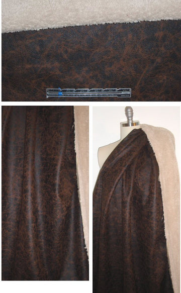 distressed faux leather-sherpa reverse- FLAW 2 yds