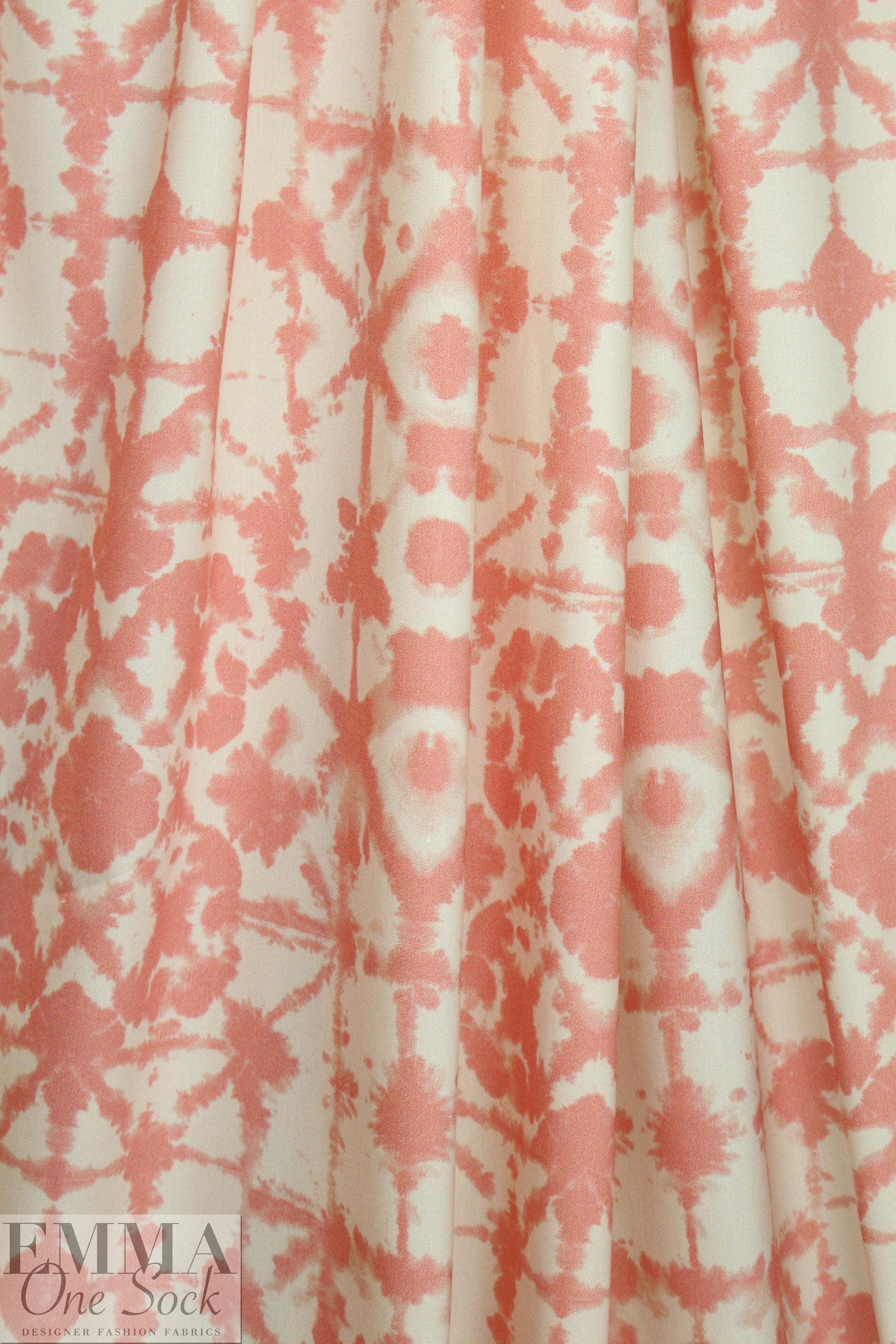 European linen/rayon stretch woven salmon/ivory 2.5 yds