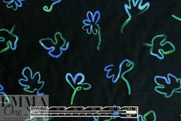 Pau1 Smith leafy squiggles on black cotton shirting