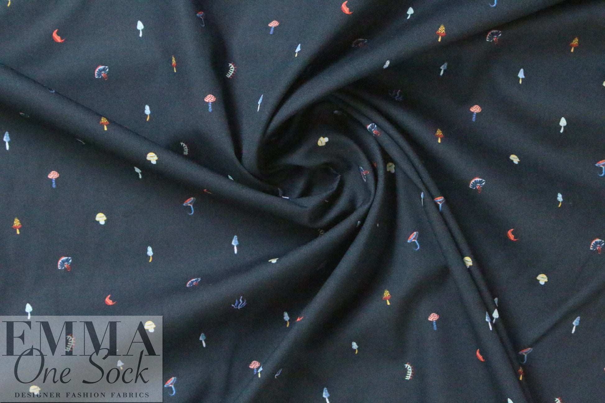 Pau1 Smith tiny creatures on midnight cotton shirting
