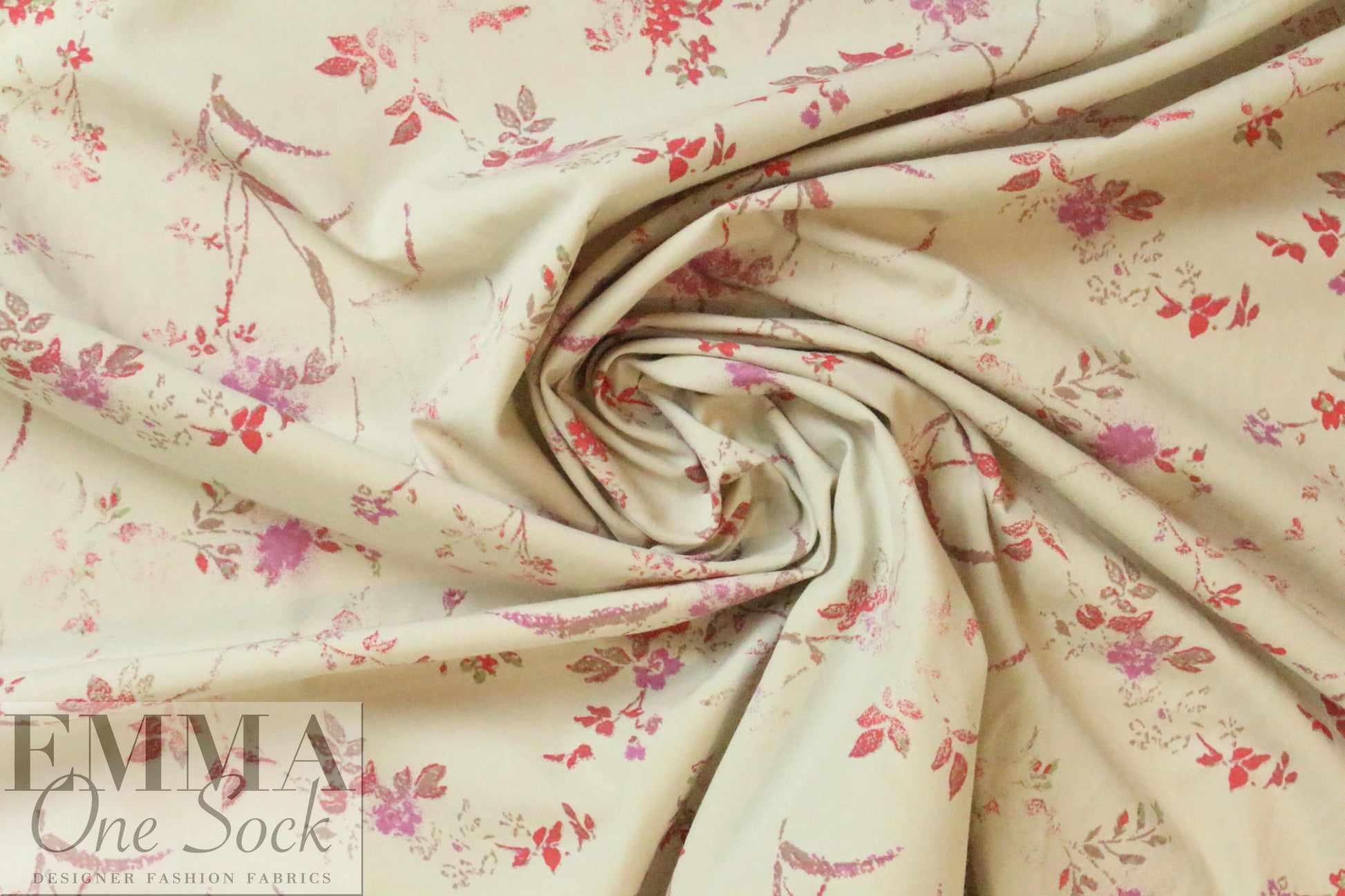 French cotton shirting - khaki wildflowers .625 yds